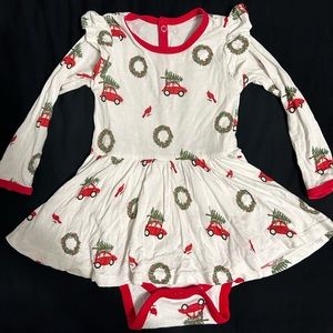 Christmas 2022 Cardinal Wreath Kyte baby twirl dress w/bow